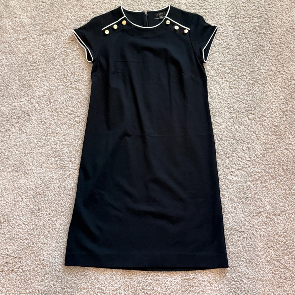 Ann Taylor Black Dress with Gold Accents